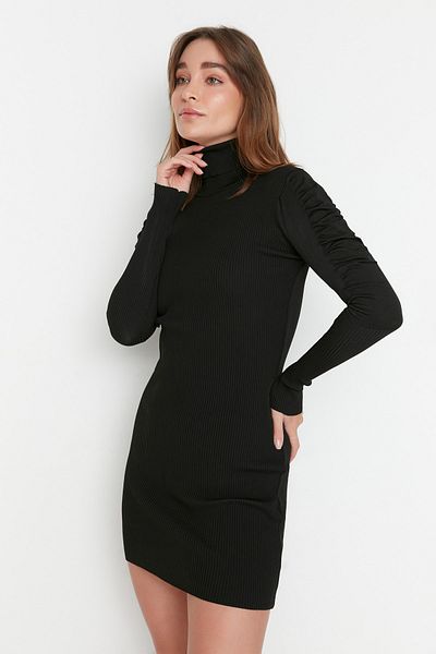 Trendyol Collection Black Black Body Fitted Mini Knitwear Dress Twoaw23El00004 Dress Twoaw23El00004