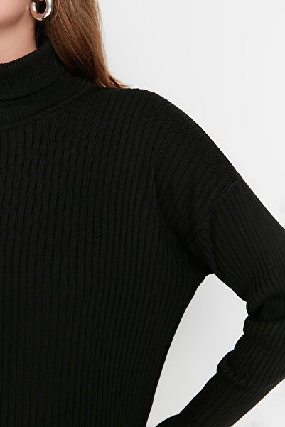 Trendyol Collection Μαύρο φόρεμα με ζιβάγκο πλεκτό TWOAW23EL00012