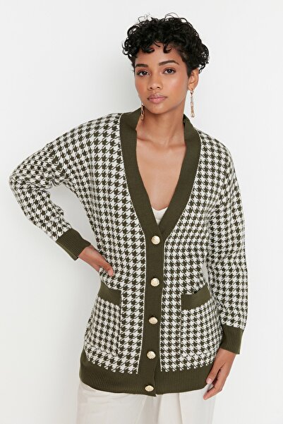 Trendyol Collection Khaki Wide Fit Knitwear Cardigan TWOAW22HI0179