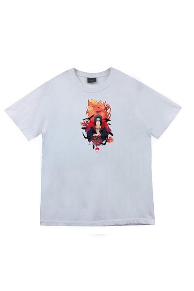 fame-stoned Μπλουζάκι Itachi Uchika Anime με στάμπα Unisex 100% βαμβακερό λευκό