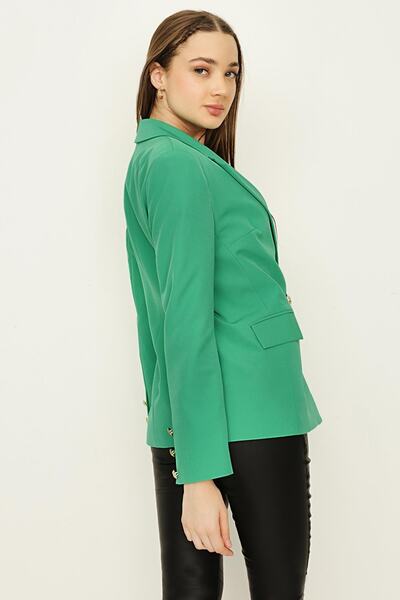 Select Moda Γυναικείο πράσινο μπουφάν με μονό κουμπί που κλείνει