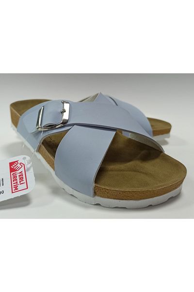 GEZER شبشب يومي للجنسين من Birken Model بنعل تشريحي وأشرطة متقاطعة قابلة للتعديل باللون الأزرق الجليدي