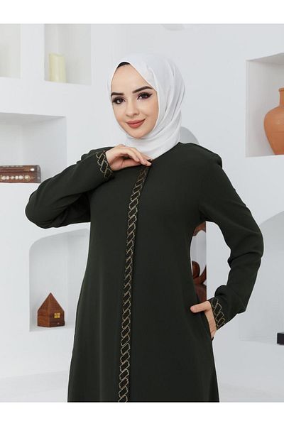 KMKkombin Women's Hidden Zipper, Zipper Top and Cuff Stoned Top Coat