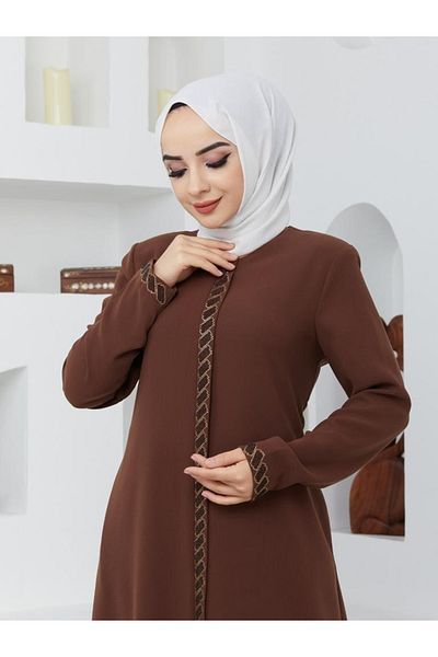 KMKkombin Women's Hidden Zippered Zipper Top and Cuff Stoned Top Coat