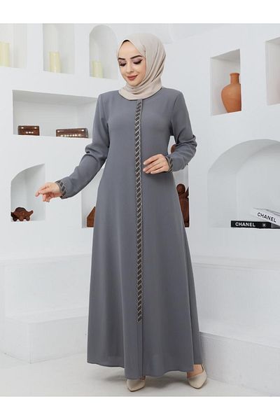 KMKkombin Women's Hidden Zipper, Zipper Top and Cuff Stoned Top Coat