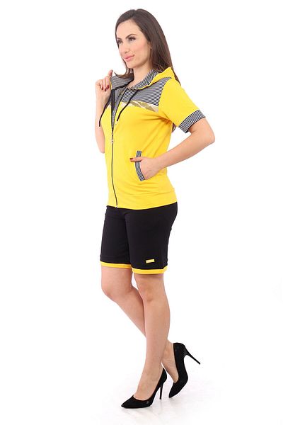 WND SPORT Marine Striped Hooded Stone Detail Ribbed Women's Tracksuit Set
