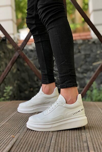 Mida Shoes High Sole White Men's Shoes - Lace-up