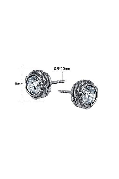 northstarshop Vintage Boutique Motifed Zircon Stone Stud 316l Type Men's Steel Earrings (pair)