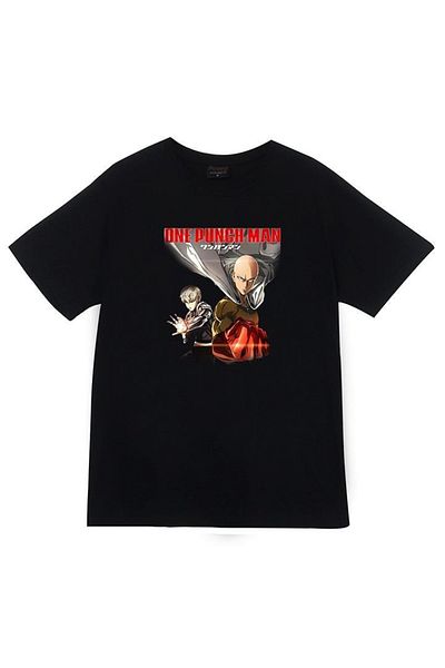 fame-stoned Μπλουζάκι One Punch Man Anime με στάμπα Unisex 100% βαμβακερό μαύρο