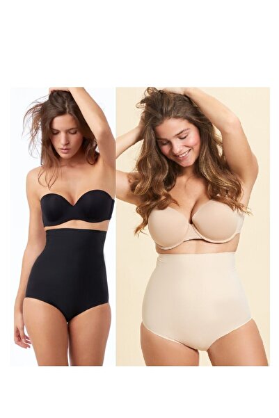 S&S Dikişsiz Extra Yüksek Bel Lazer Kesim Bel Basen Toparlayıcı Slip 2'li Pak...