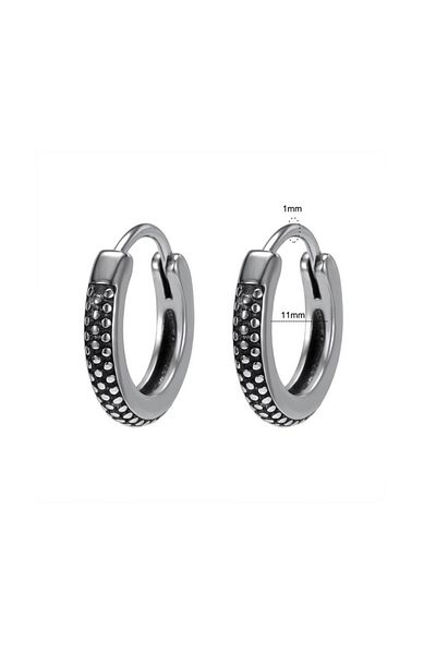 northstarshop Dotted Modern Design Ring Snap Men's 316l Steel Earrings (pair)