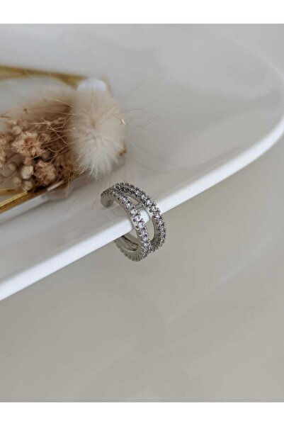 SU PERİSİ TAKI BİJUTERİ Gümüş 2 Sıra Zirkon Taşlı Earcuff