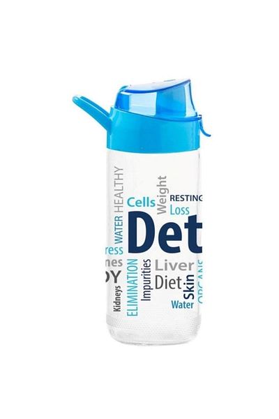 Herevin 500 ml Como Lid - Detox Patterned Blue Glass Flask