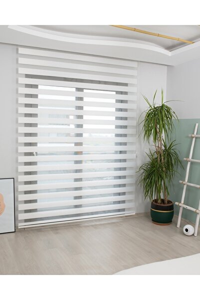 Genel Markalar Düz Kırık Beyaz Zebra Stor Perde Alüminyum Kasalı