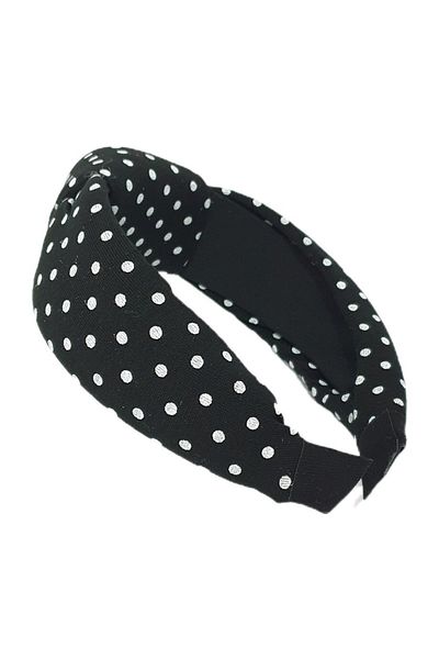 Proff Black Polka Dot Knotted Combed Cotton Crown Prof