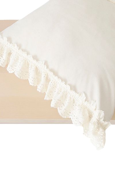 RİTMOHOME Κρεμ μαξιλαροθήκη με βολάν Vintage Ruched Bohemian Style
