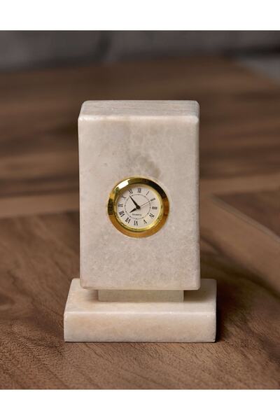 3K Office Bal Mermer - Lüks El Yapımı Dekoratif Hediyelik Masaüstü Saat