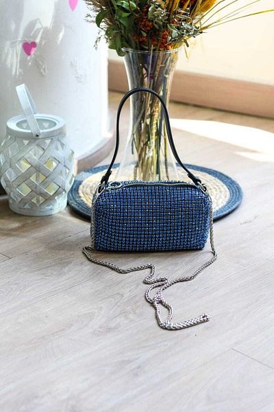 Moom Bag Geantă de umăr pentru rochie de seară Blue Stone pentru femei