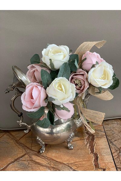 Lucky Art Ar-102-crm-lpk Rose Bunch 3 Pieces Cream Pink