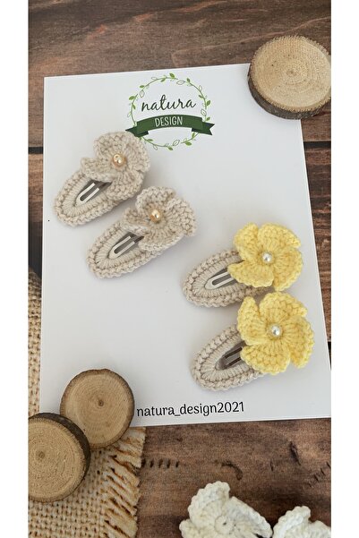 NATURA DESİGN Set de 4 catarame cu cataramă tricotate - Pipistru cu perle