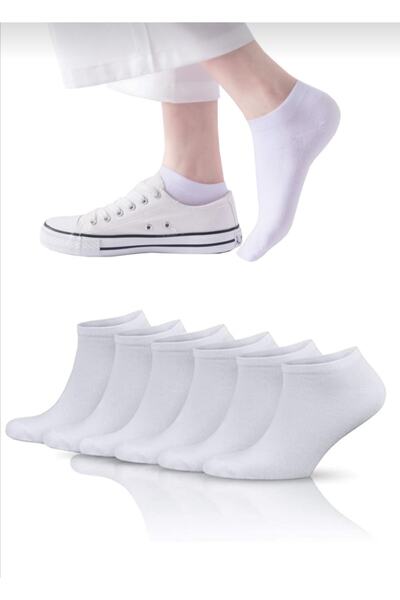 6 Çift Beyaz Unisex Kısa Yazlık Patik Sneakers Çorap