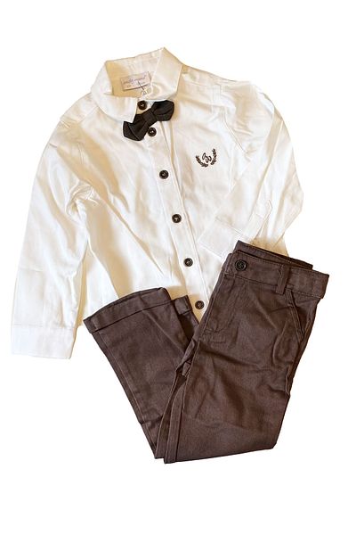andywawa 1-2 Years, One Size, Baby Boy Bow Tie Shirt and Trousers Set