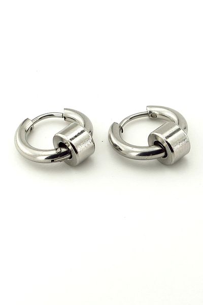 Solfera Intertwining Hoop Design Strength Color Steel Men's Earrings E795