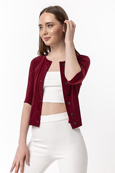 Laranor Women's Burgundy Mini Cardigan 19L6596