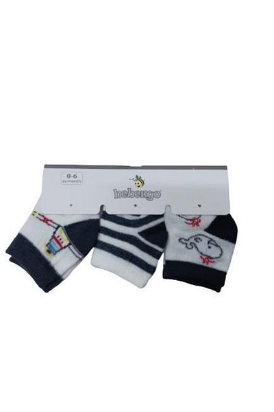 Bebengo 0-3 Years Baby Boy Gray Socks Set of 3 - 9569