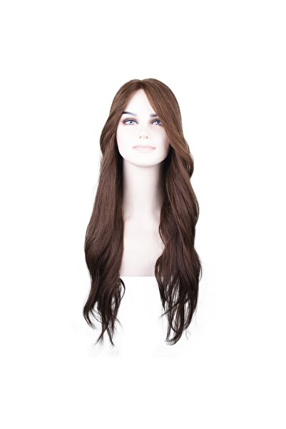 Platin Peruk Uzun Kumral Düz Tül Peruk 1-9