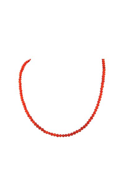 Deniz Doğal Taş Certified Red Agate (Gems) Natural Stone Necklace