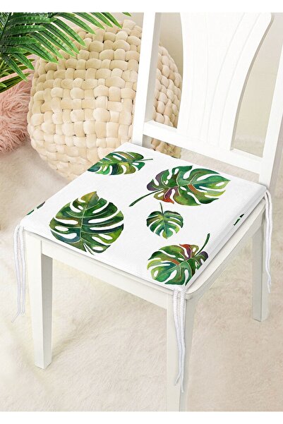 Nish & Royal Watercolor Palm Leaves Patterned Special Design Zippered Chair C...