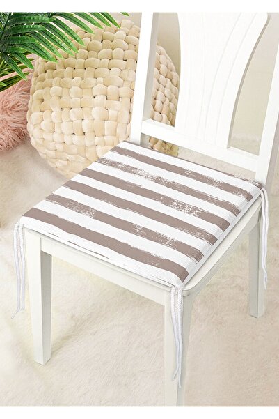 Nish & Royal Black Striped Motif Decorative Modern Zippered Chair Cushion