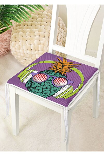 Nish & Royal Digital Printed Zippered Chair Cushion with Tropical Pineapple P...