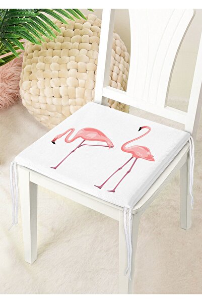Nish & Royal Pernă de scaun cu fermoar cu imprimeu digital cu model flamingo roz