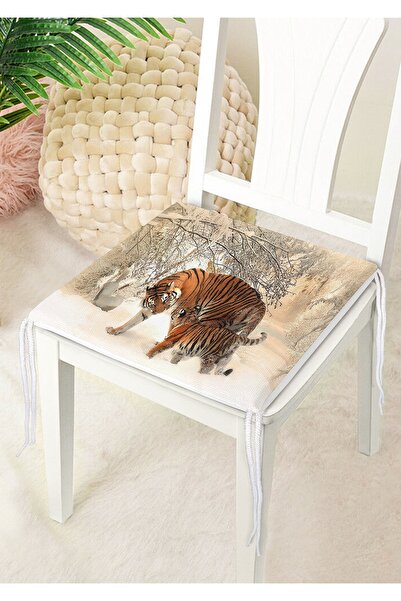 Nish & Royal Leopard Patterned Digital Printed Zippered Chair Cushion