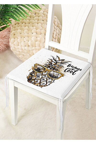 Nish & Royal 3D Pineapple Special Design Zippered Chair Cushion on White Back...