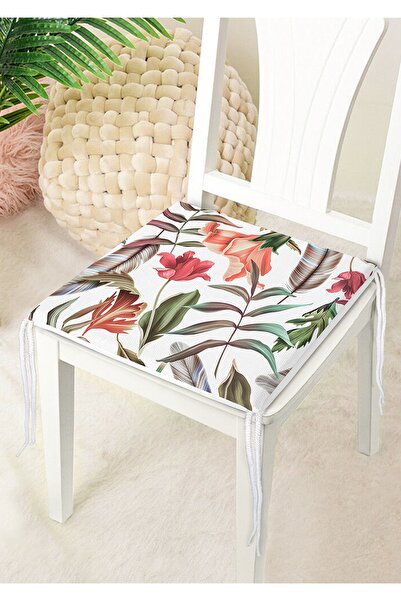 Nish & Royal Digital Printed Modern Zippered Chair Cushion with Flower Motif ...