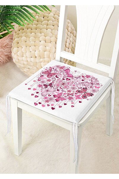 Nish & Royal Heart Patterned Digital Printed Decorative Zippered Chair Cushion