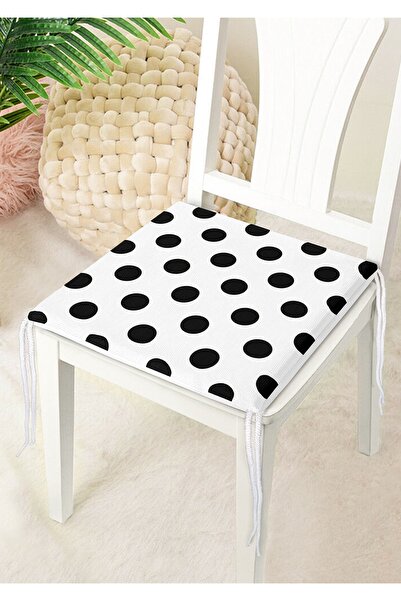 Nish & Royal Black Polka Dot Digital Printed Modern Zippered Chair Cushion
