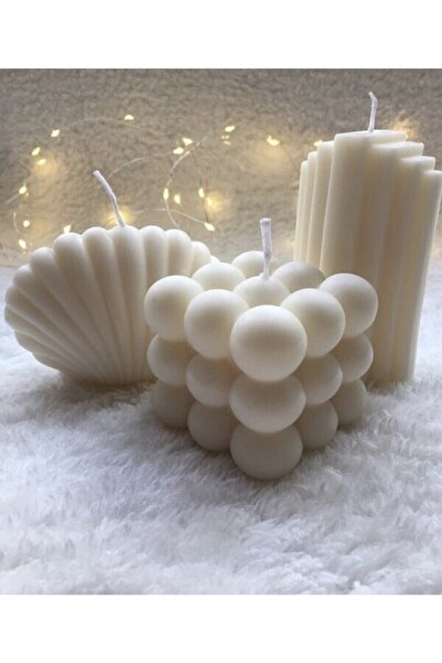 ersustore 3lü Dekoratif Kokulu Mum Set Bubble Istiridye Buz Dağı