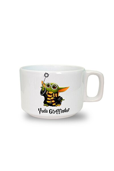 Genel Markalar Yoda Gryffindor Baskılı Seramik Beyaz Kahve Kupası