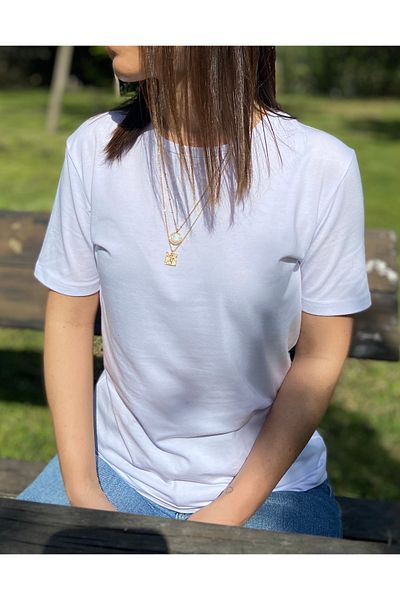 Elegant Design Cotton/modal Basic T-shirt White