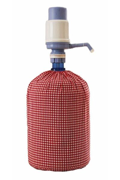 Çizgikare Kırmızı Pötikareli Damacana Kılıfı