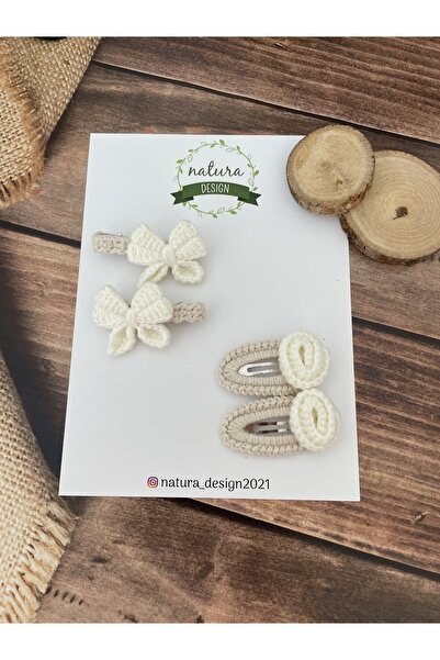 NATURA DESİGN Set de 4 catarame cu agrafă și agrafă tricotate