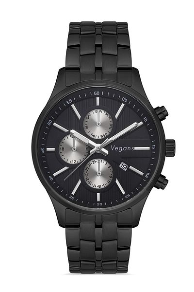 Vegans Men's Wristwatch with Calendar and Steel Strap