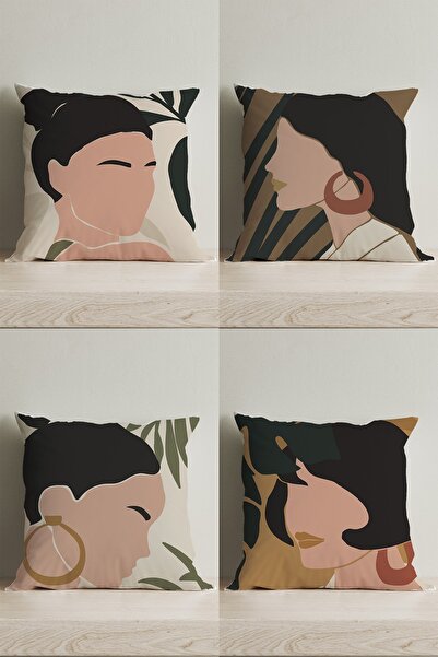 LadiesHome Спеціальний дизайн двосторонній цифровий друк декоративний чохол для подушки, 4 шт.