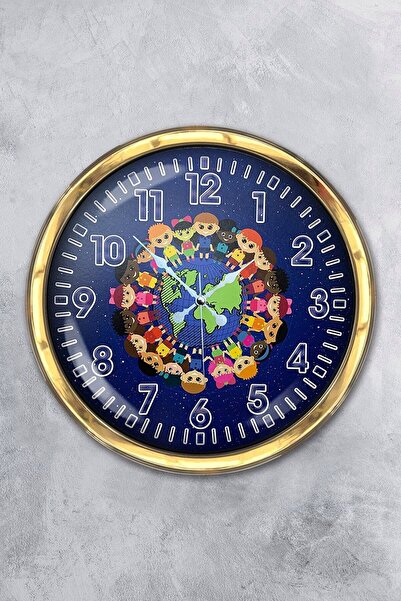 Kasva Concept ساعة حائط معدنية ذهبية اللون لغرفة الأطفال مقاس 40 سم