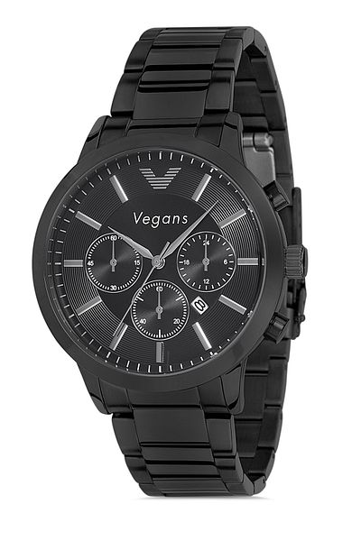 Vegans Men's Wristwatch with Calendar and Steel Strap