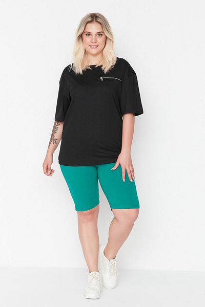Trendyol Curve Plus Size Leggings - Green - High Waist